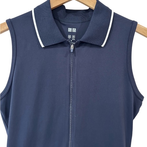 Uniqlo AIRism Soft Polo Dress sleeveless M navy shorts golf pickleball NWT - Picture 4 of 10